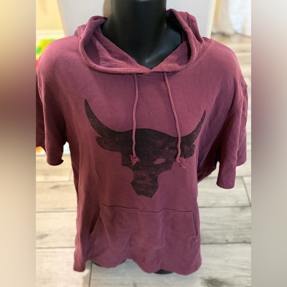 Under Armour Other - Men’s pre own rose red terry project rock size XL short sleeve hoodie
